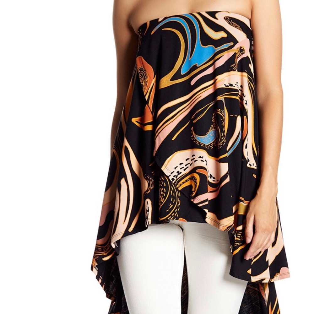 Free People-Lost at Sea Hi-Lo strapless top